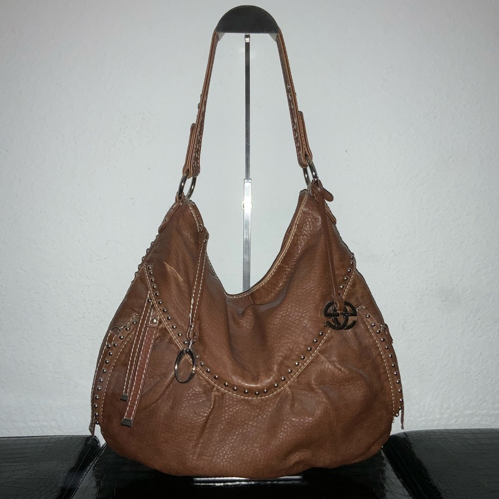 Brown Faux Leather Shoulder Bag